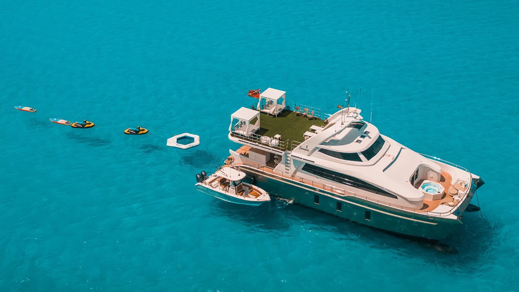 a boat in the water aboard SAMARA Yacht for Charter
