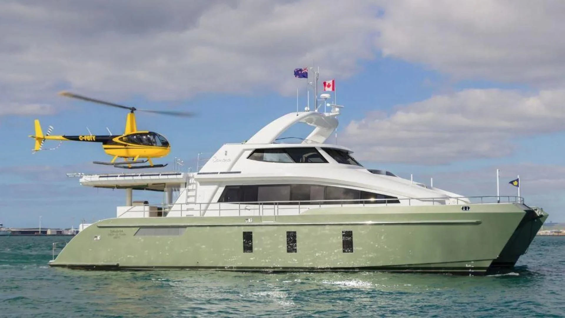 a helicopter on a boat aboard SAMARA Yacht for Charter