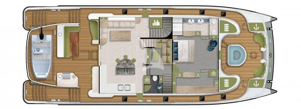 a computer generated image of a building aboard SAMARA Yacht for Charter