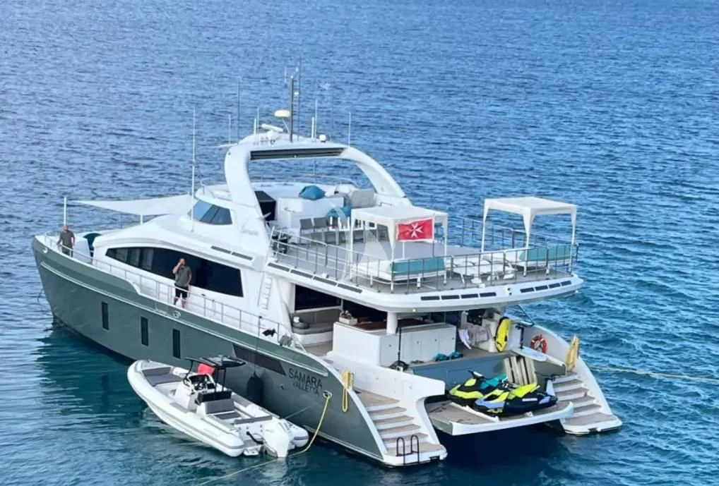 a boat on the water aboard SAMARA Yacht for Charter