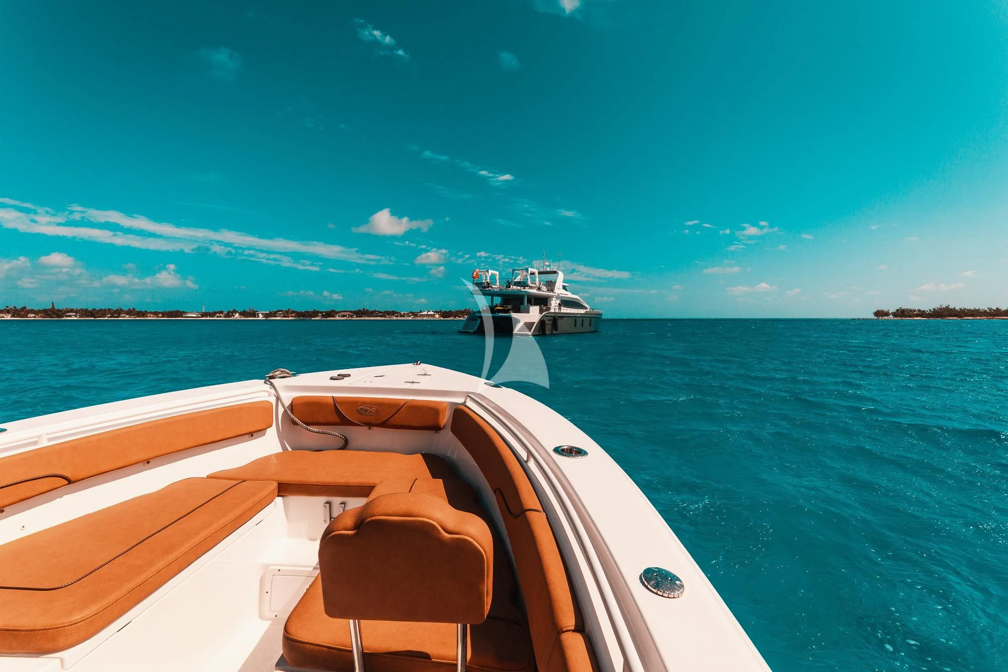 a boat on the water aboard SAMARA Yacht for Charter