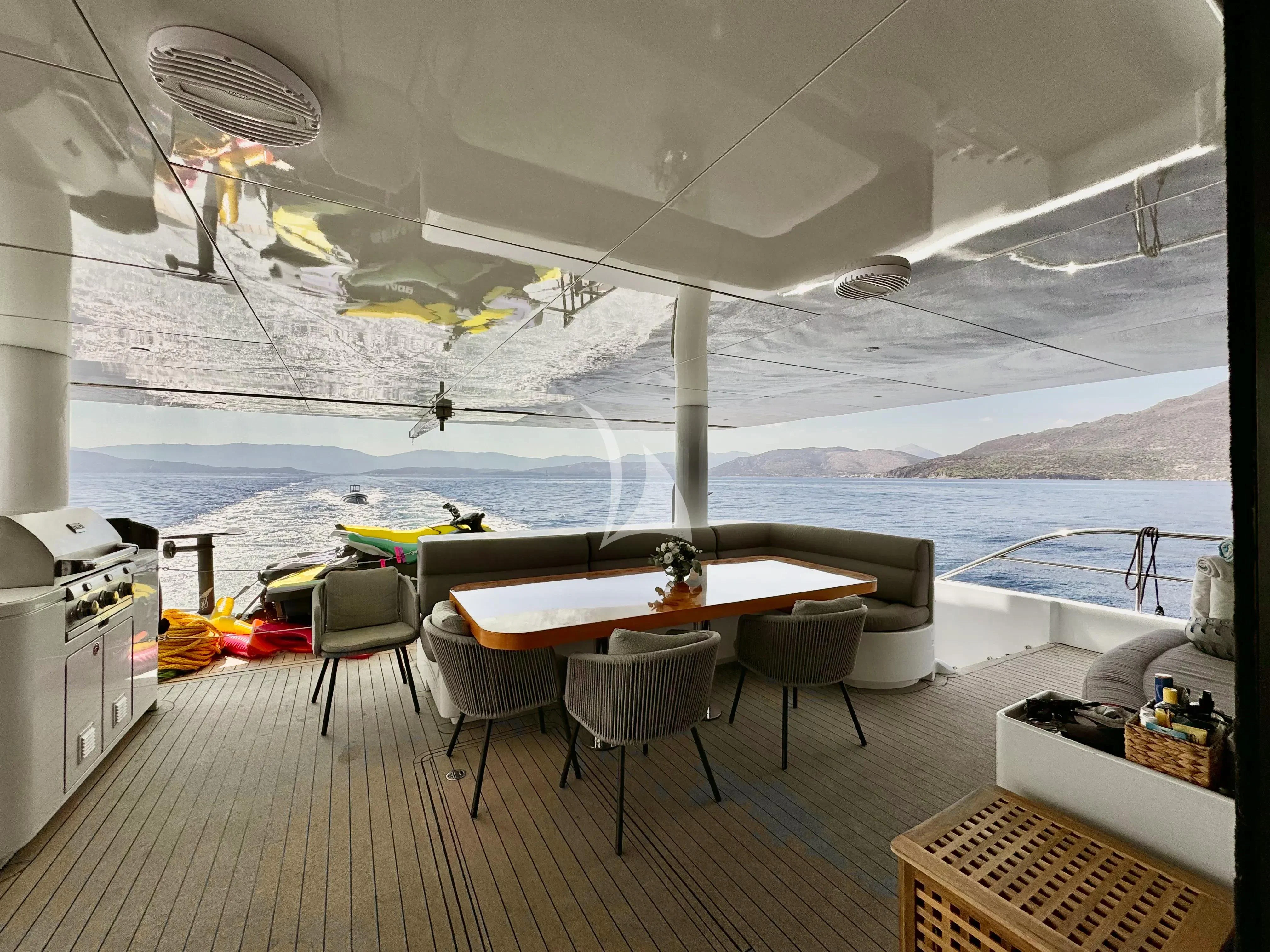 a room with a table and chairs aboard SAMARA Yacht for Charter