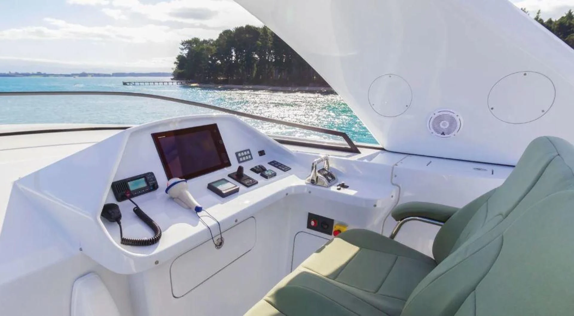 the cockpit of a plane aboard SAMARA Yacht for Charter