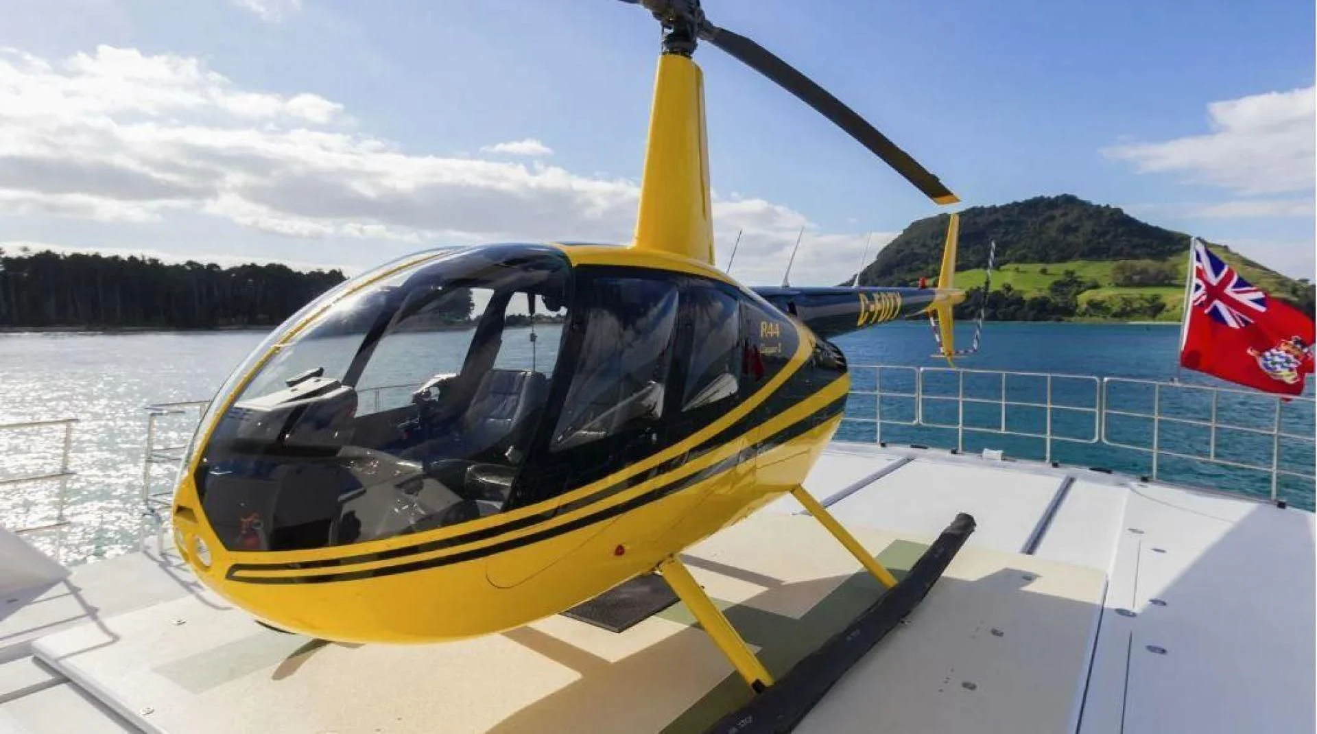 a helicopter on a boat aboard SAMARA Yacht for Charter