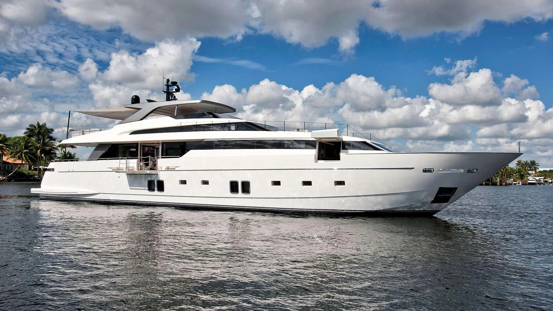 a white yacht on the water aboard OCTAVE Yacht for Sale