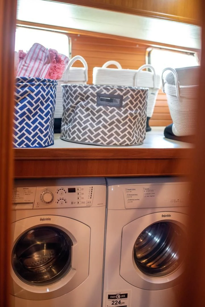 a basket on a shelf aboard VK Yacht for Sale