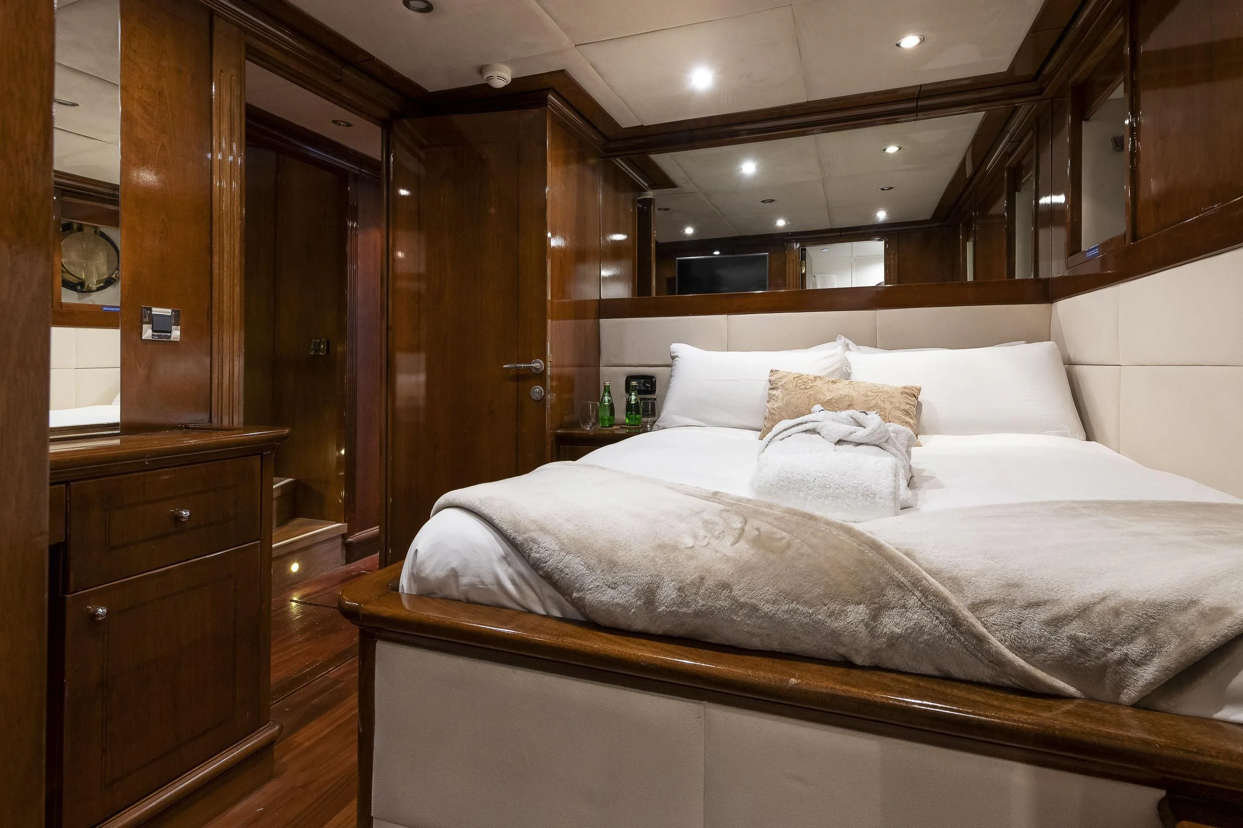 a bed in a room aboard 2 LADIES Yacht for Sale