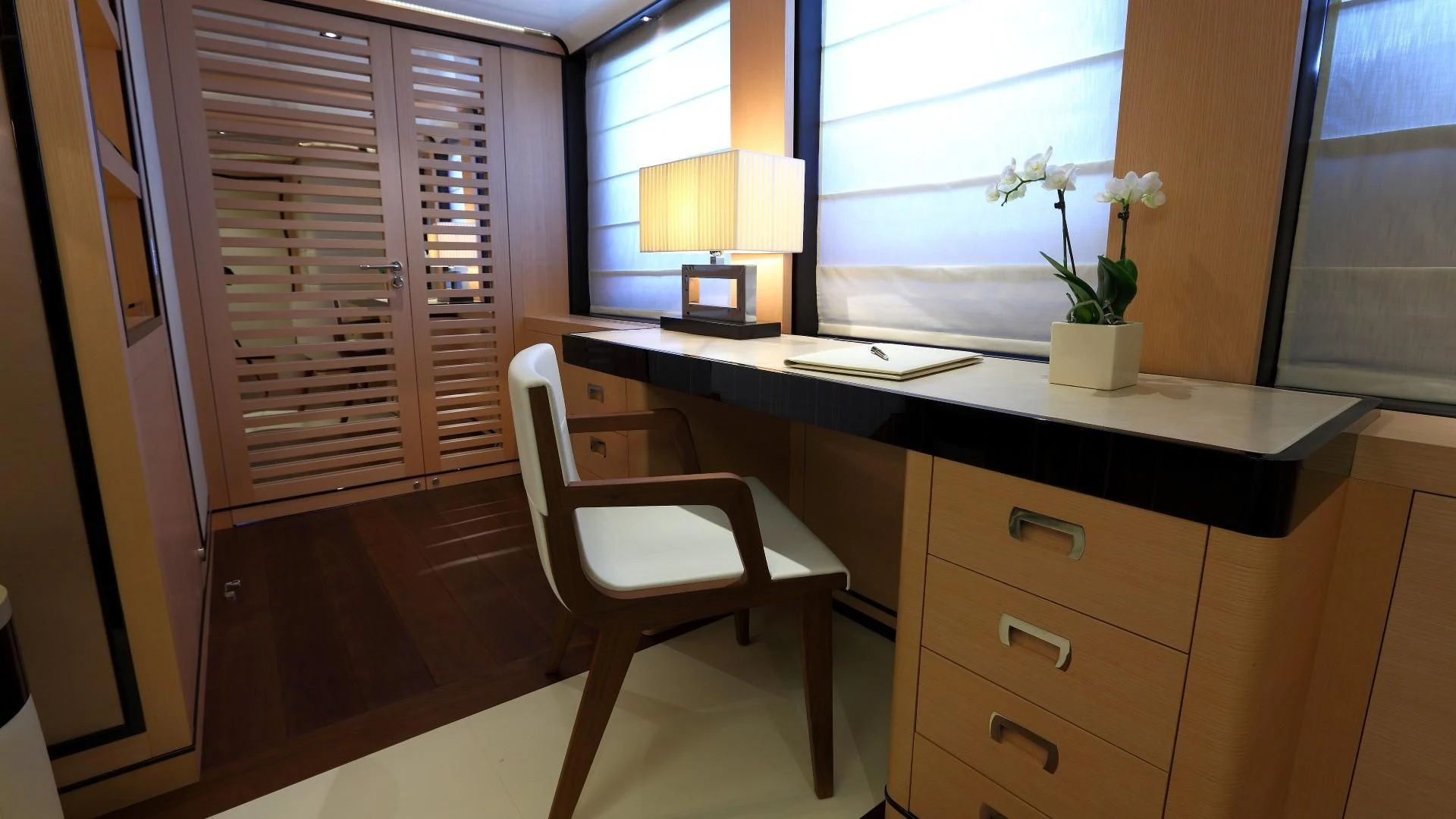 a desk in a room aboard 2 LADIES Yacht for Sale