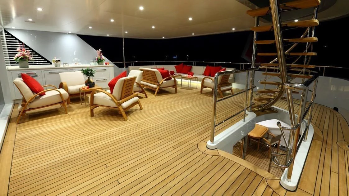 a room with chairs and tables aboard 2 LADIES Yacht for Sale