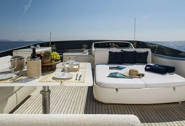 a boat on a table aboard VYNO Yacht for Sale