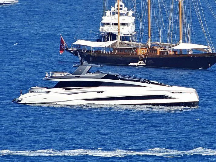 a large ship in the water aboard LA VIE Yacht for Sale