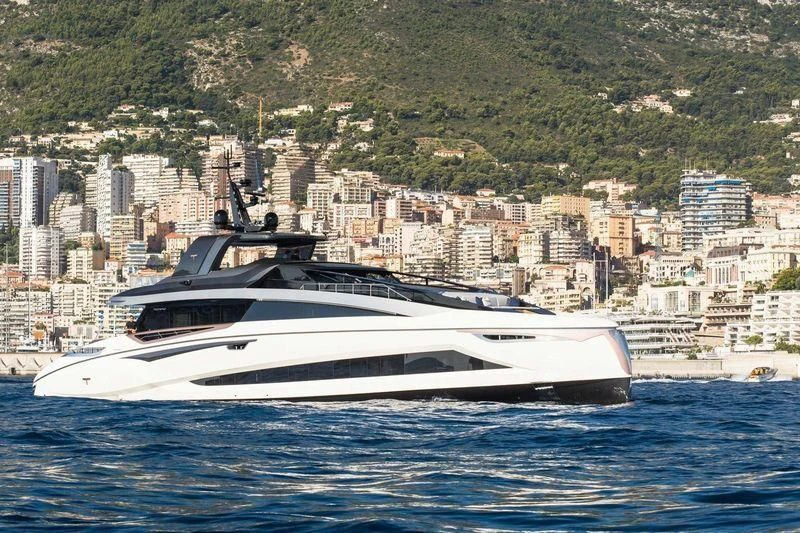 a white yacht on the water aboard LA VIE Yacht for Sale