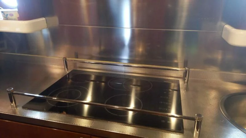 a close-up of a stove aboard AEGINA Yacht for Sale