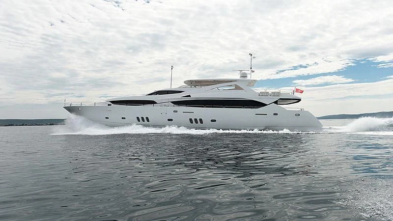 a white boat in the water aboard YVONNE Yacht for Sale
