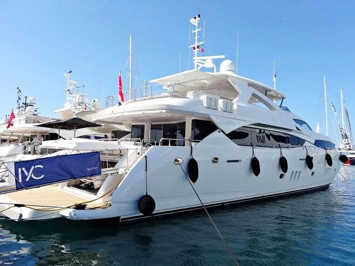 a large white boat in the water aboard YVONNE Yacht for Sale