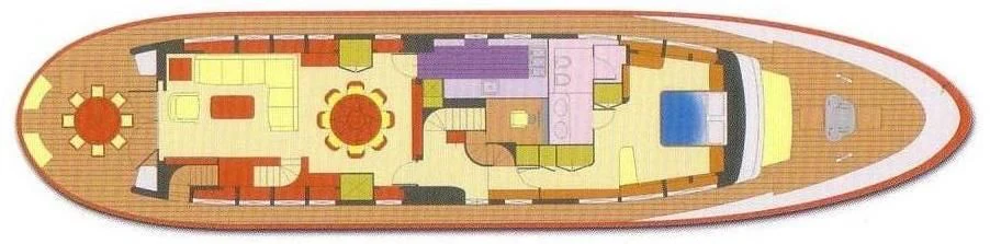 a computer screen with a colorful design aboard MRS. WHITE Yacht for Sale