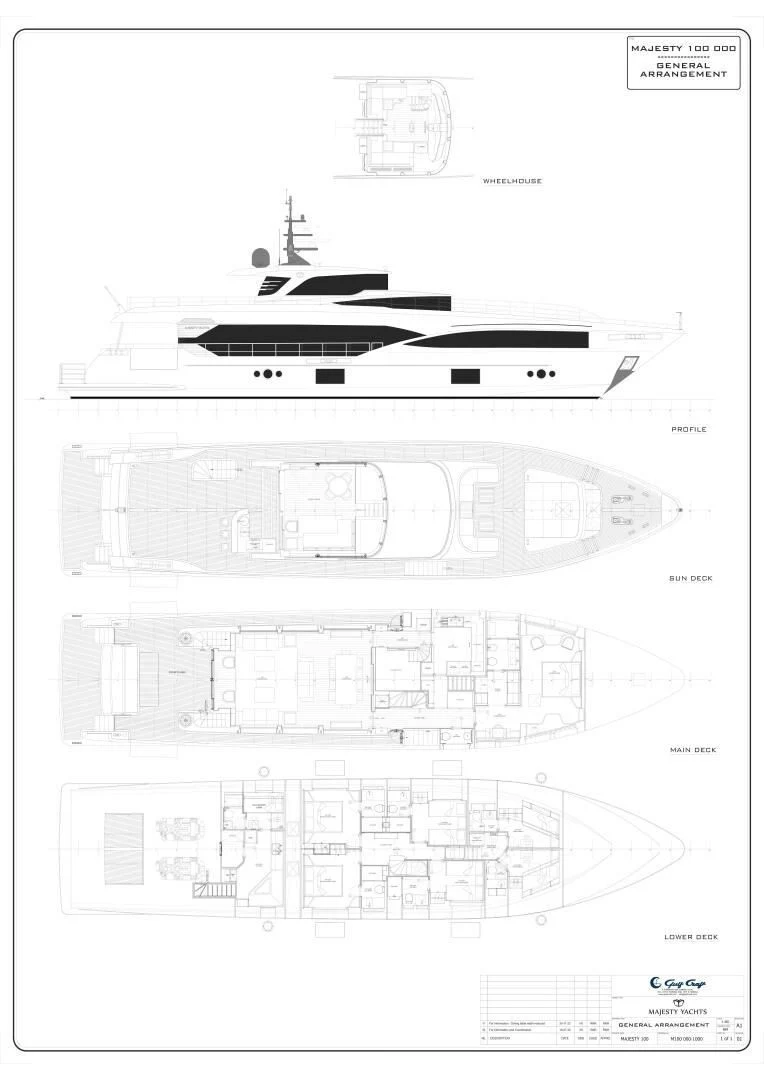 diagram, engineering drawing aboard GOLD STAR Yacht for Charter