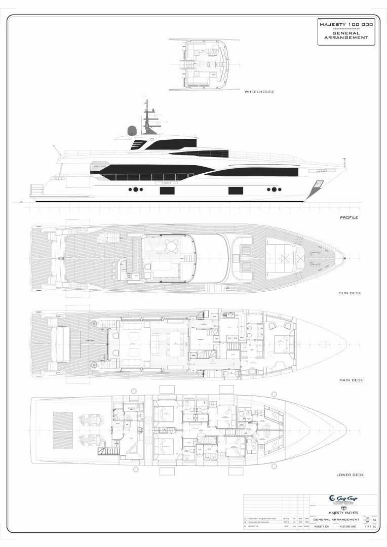 diagram, engineering drawing aboard GOLD STAR Yacht for Charter