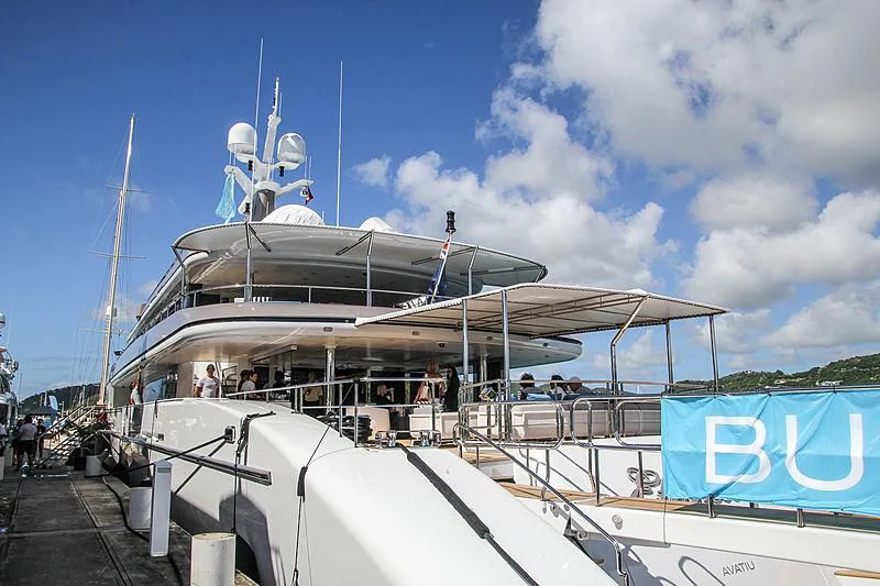 a boat docked at a pier aboard ETERNITY Yacht for Sale