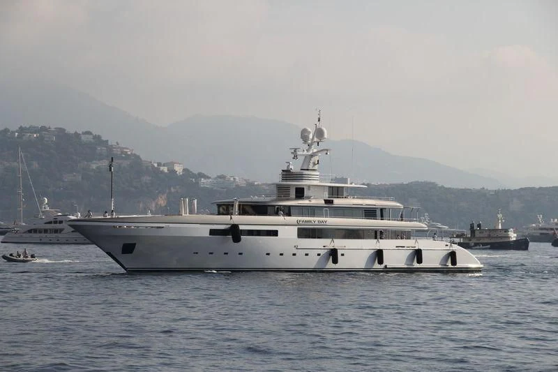 a large white boat in the water aboard ETERNITY Yacht for Sale