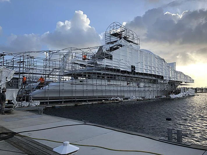 a large cruise ship docked aboard ETERNITY Yacht for Sale