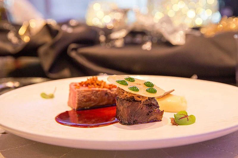 a plate of food aboard ETERNITY Yacht for Sale