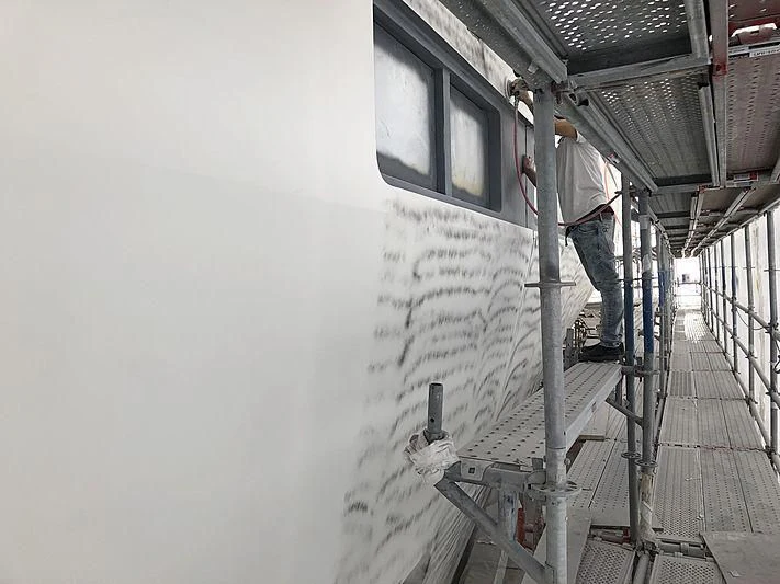 a person on a ladder on a train aboard ETERNITY Yacht for Sale