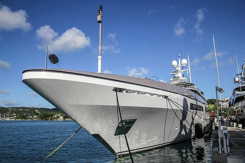 a large white boat in the water aboard ETERNITY Yacht for Sale