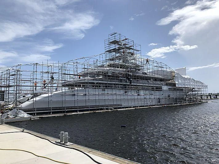 a large ship in the water aboard ETERNITY Yacht for Sale