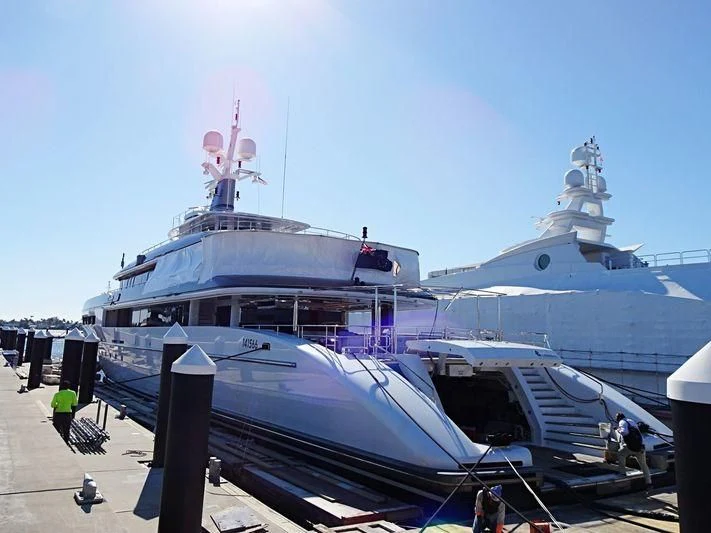 a large ship docked aboard ETERNITY Yacht for Sale