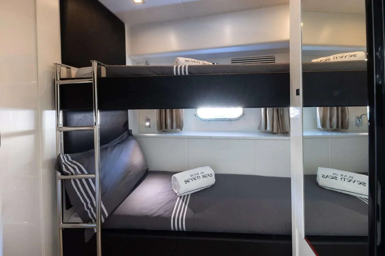a shelf with a phone on it aboard STAR OF SEVEN SEAS Yacht for Sale