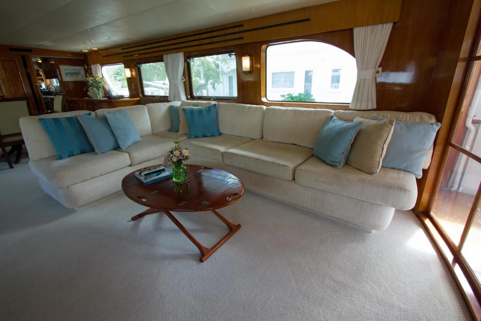 a couch in a room aboard SEA CZAR Yacht for Sale