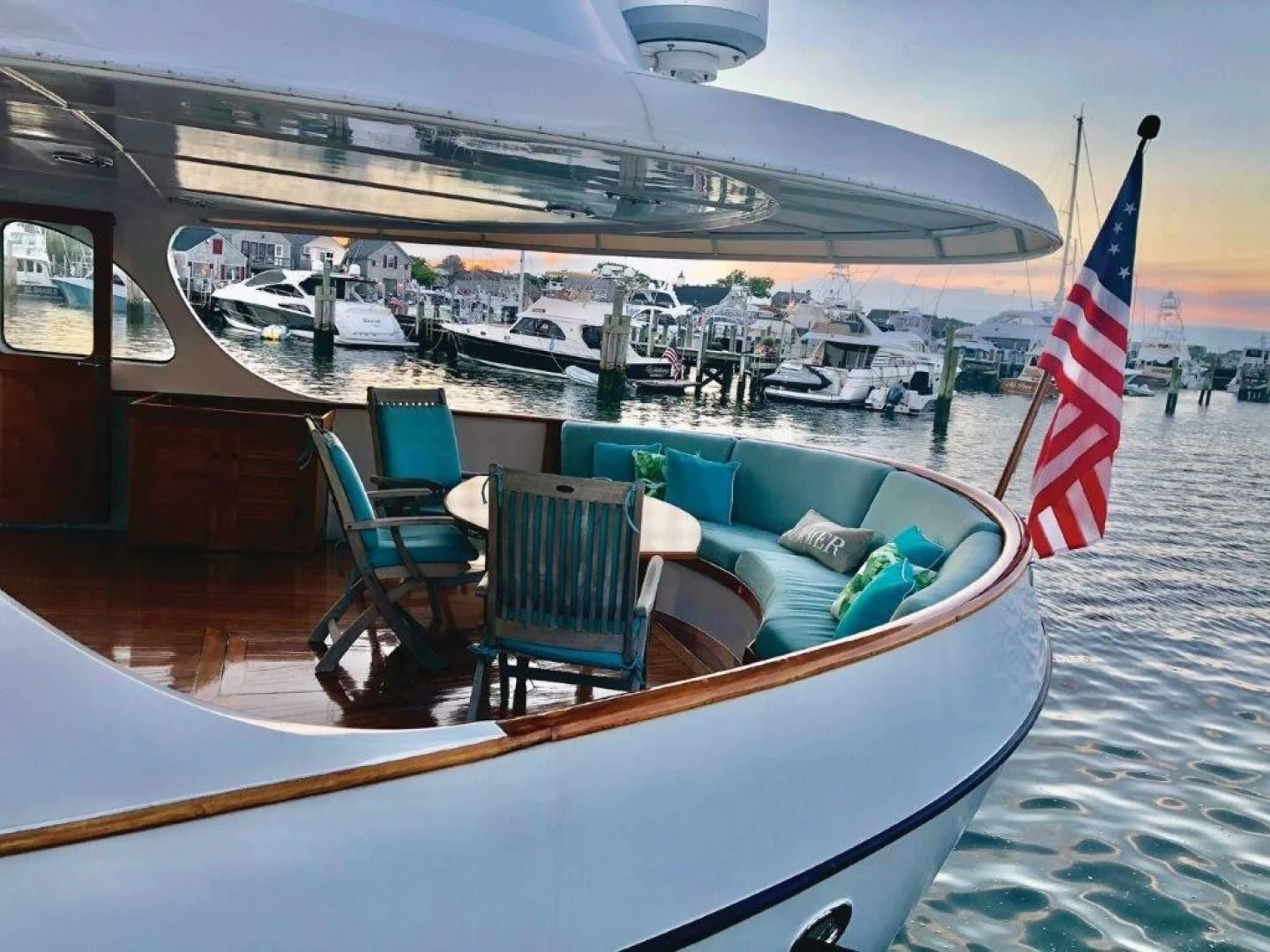 a boat with a flag on it aboard SEA CZAR Yacht for Sale