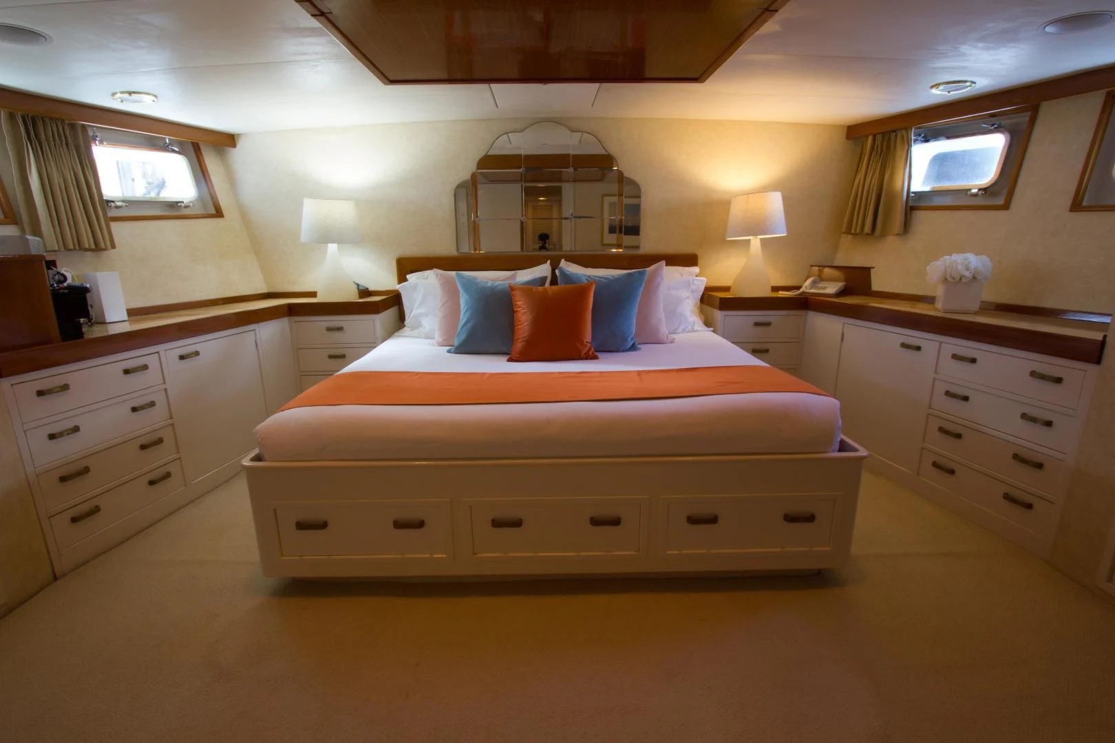 a bed in a hotel room aboard SEA CZAR Yacht for Sale