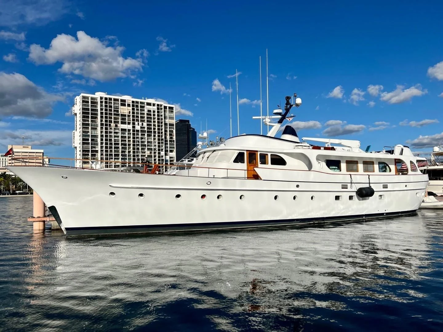 a white boat in the water aboard SEA CZAR Yacht for Sale