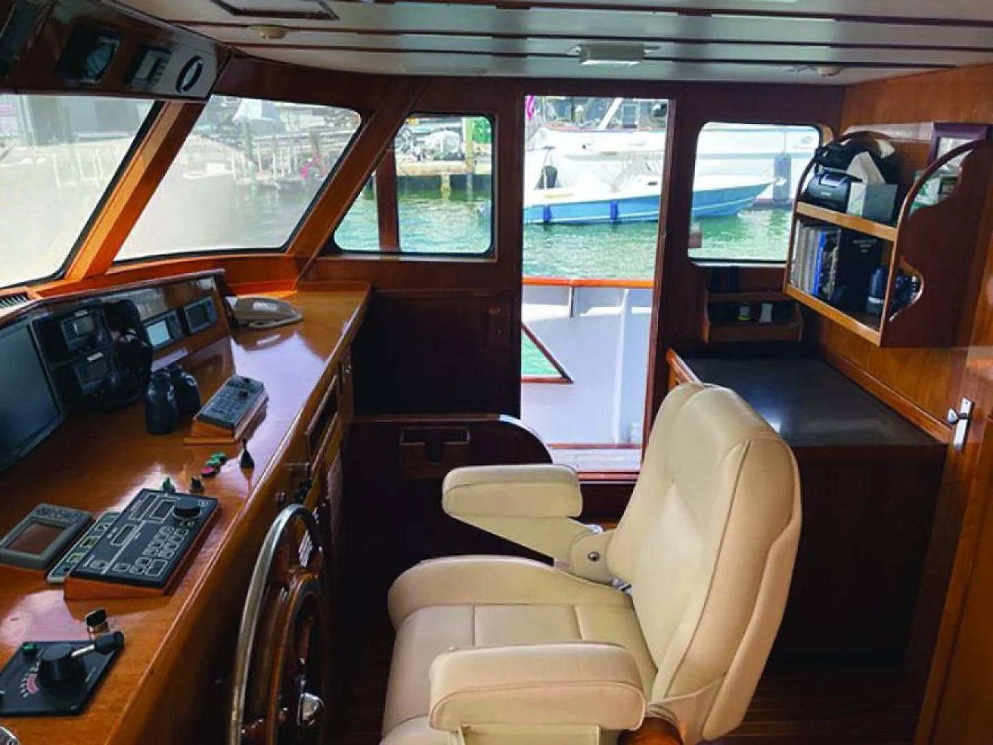 a room with a desk and computer aboard SEA CZAR Yacht for Sale