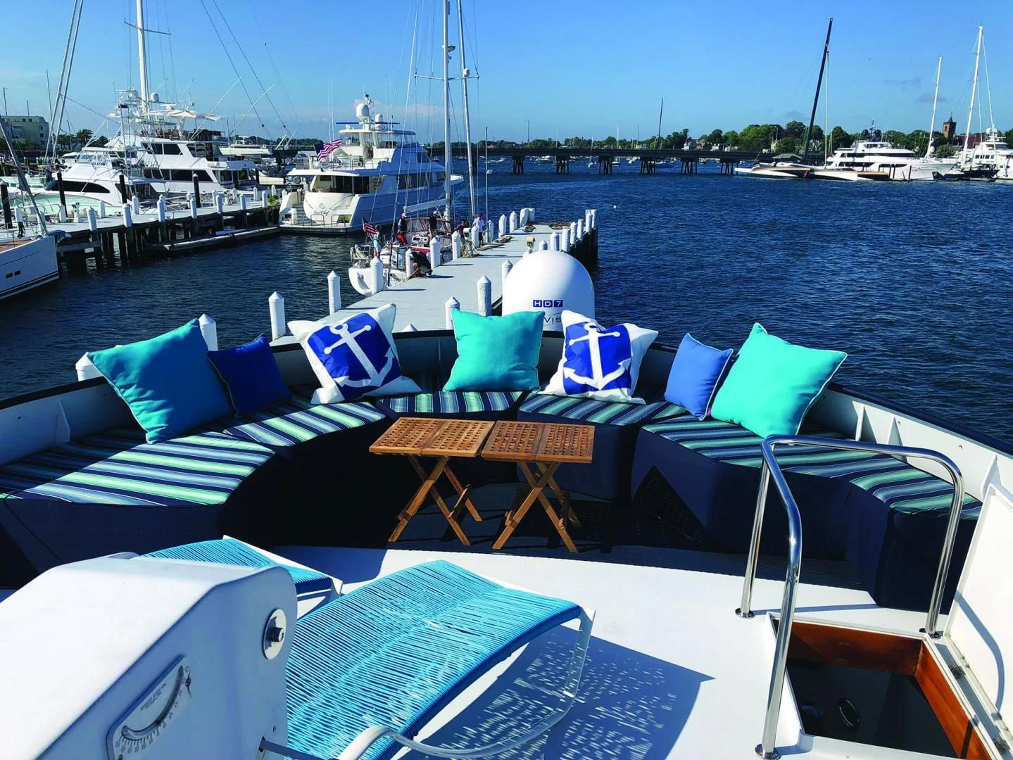 a boat with chairs on it aboard SEA CZAR Yacht for Sale