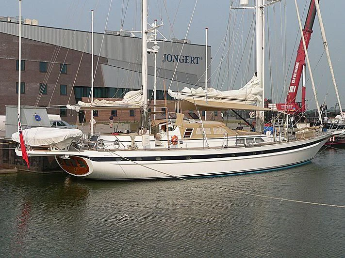 a group of boats in a harbor aboard IMPRESSION Yacht for Sale