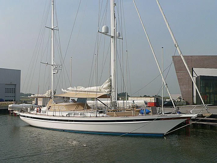 a boat docked in a harbor aboard IMPRESSION Yacht for Sale