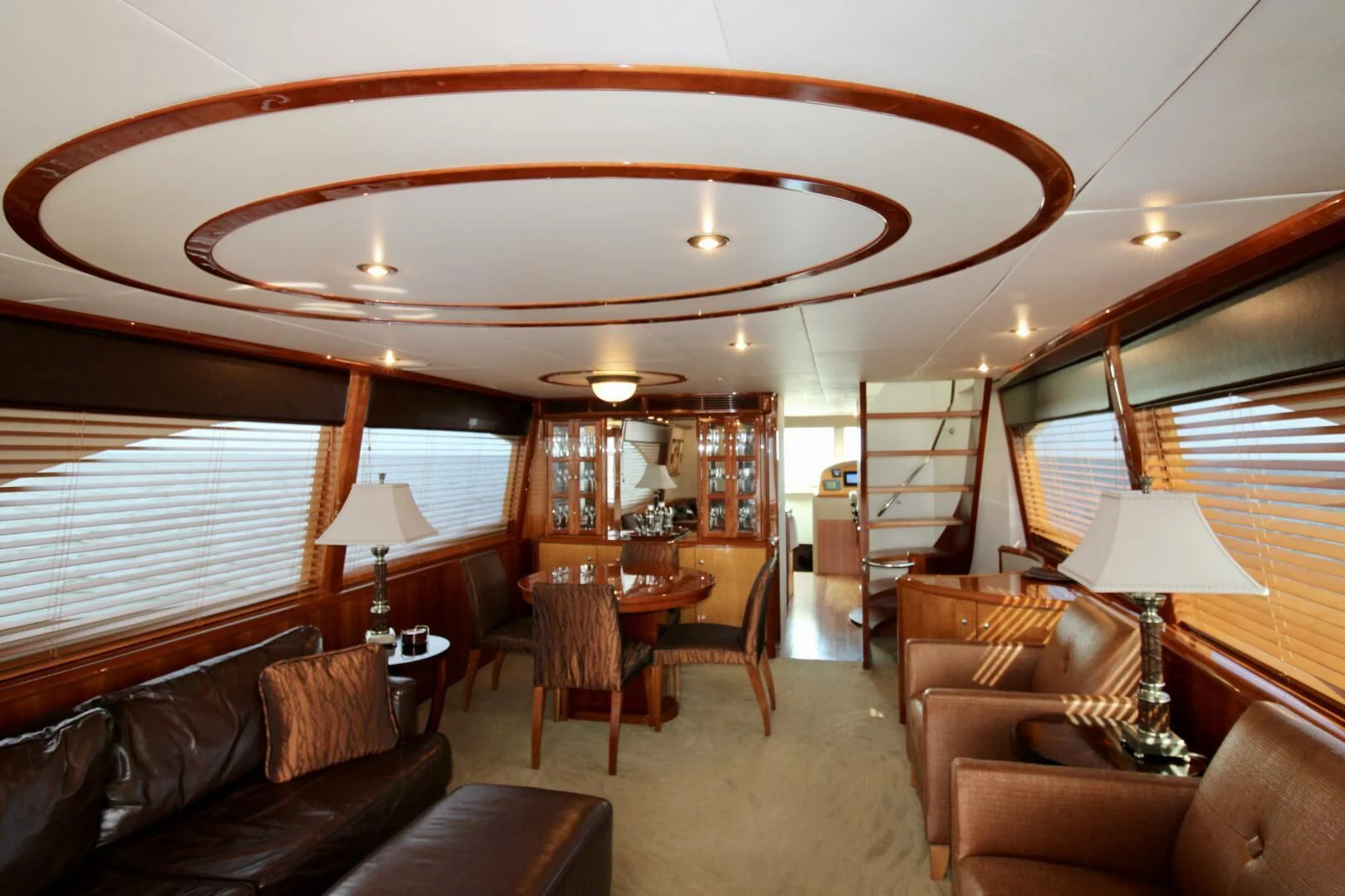 a living room with a large window aboard KATHLEEN Yacht for Sale
