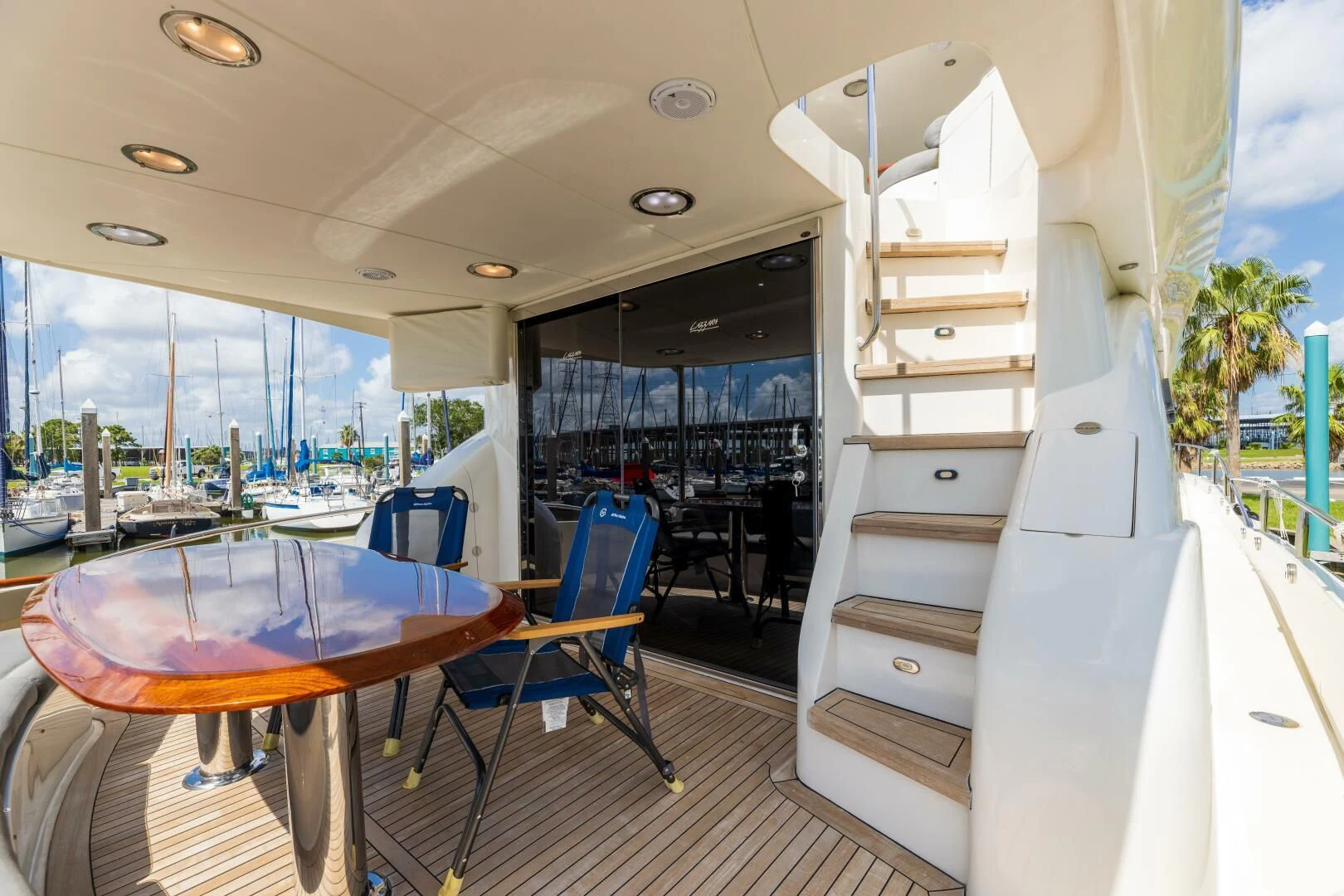 a room with a table and chairs aboard KATHLEEN Yacht for Sale