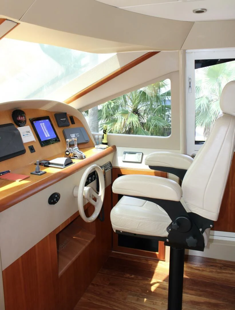 a room with a desk and a window aboard KATHLEEN Yacht for Sale
