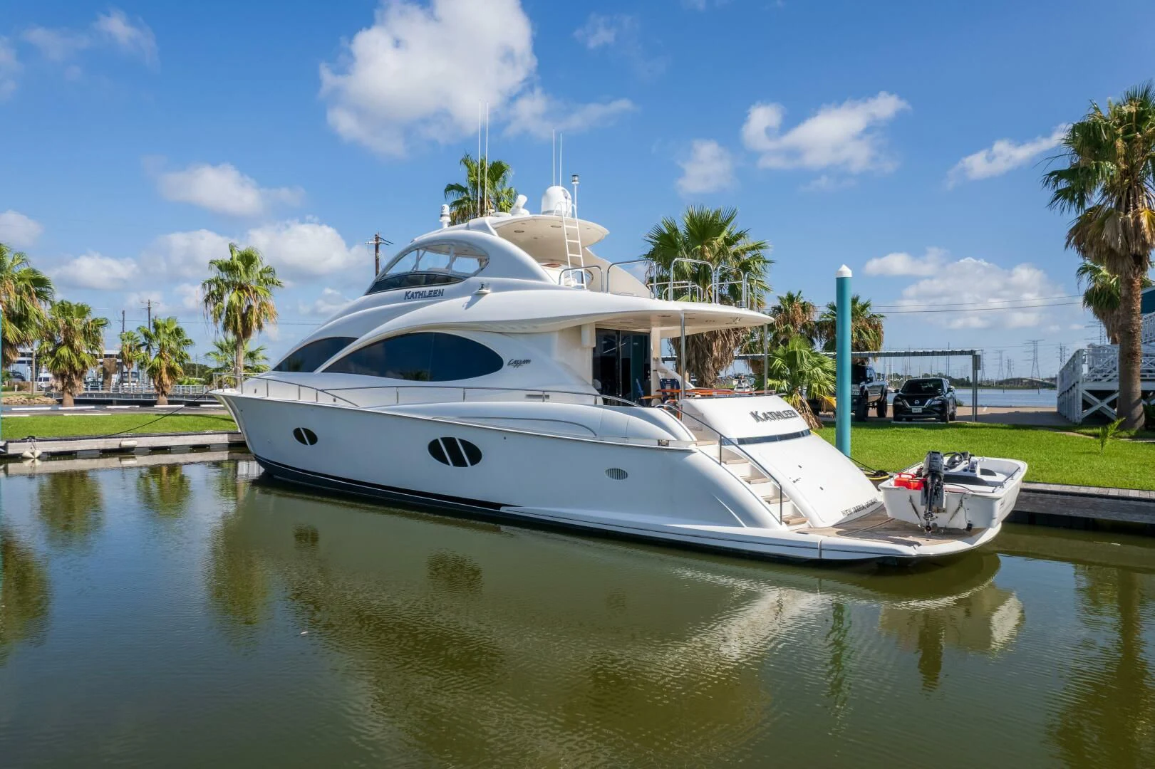 a boat docked at a pier aboard KATHLEEN Yacht for Sale