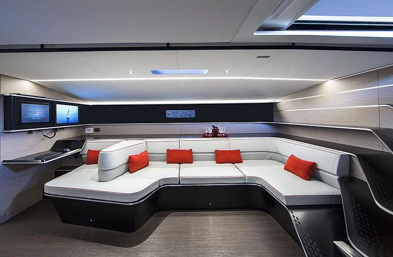 a bed in a room aboard V Yacht for Sale