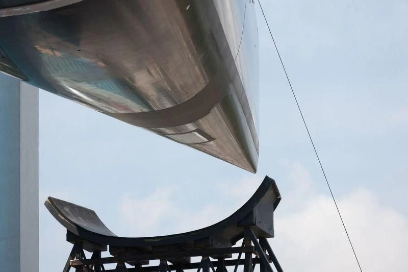 a satellite dish on a table aboard V Yacht for Sale