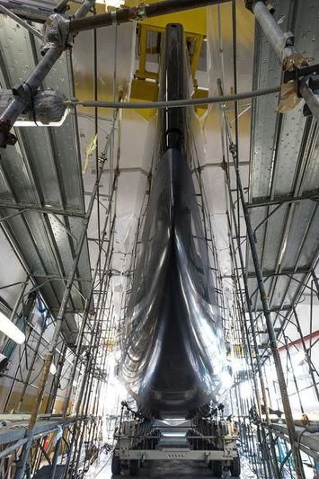 a large metal structure aboard V Yacht for Sale