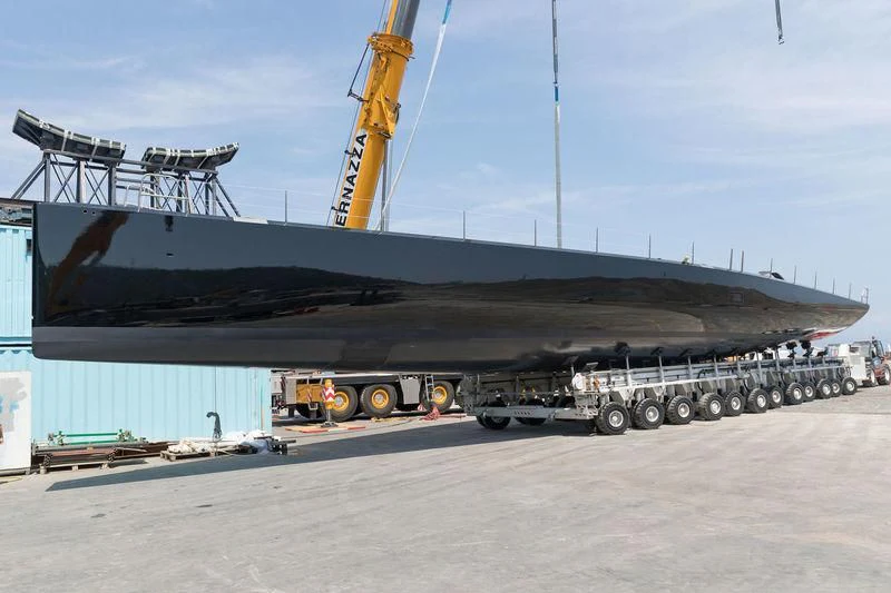 a large military ship aboard V Yacht for Sale