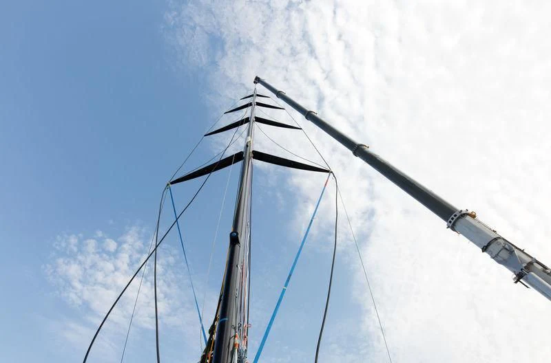 a tall metal tower aboard V Yacht for Sale