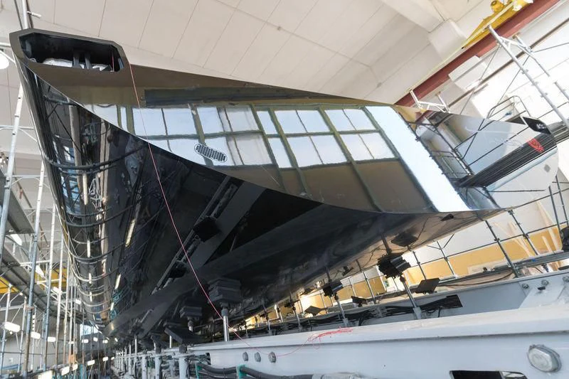 a large metal structure with a metal frame aboard V Yacht for Sale