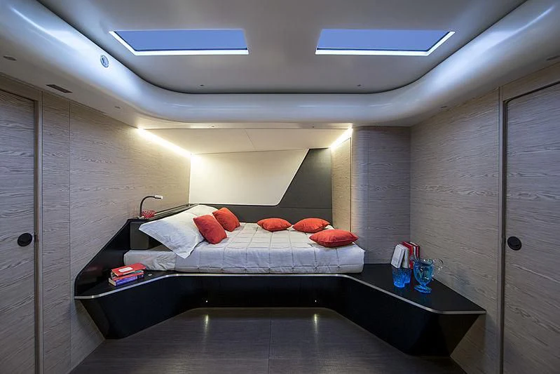 a bed in a room aboard V Yacht for Sale